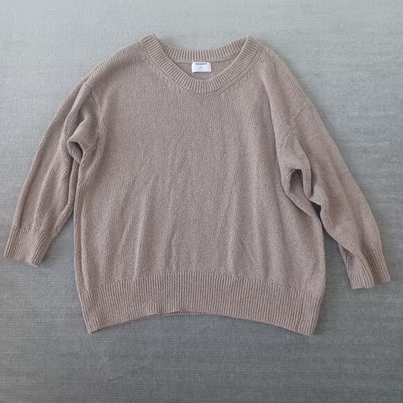 Old Navy‎ Sweater Women 3X Tan Tunic Casual Wide Neck Minimalist Clean Girl - Picture 1 of 10
